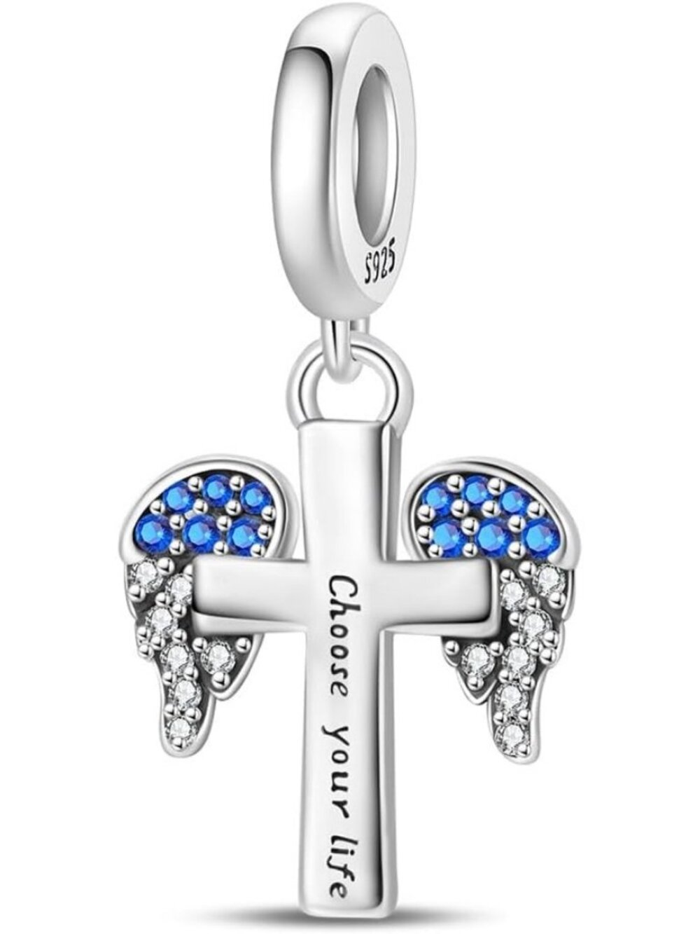 Women's Silver Angel's Wing Cross Butterfly Charms For Bracelets Dangle Pendants